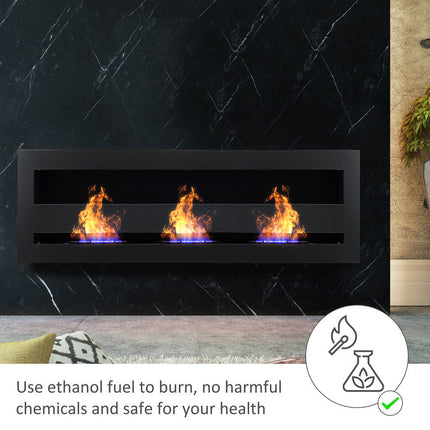 Recessed Wall Mounted Heater Bio Ethanol Fireplace with 3 Stove Flame