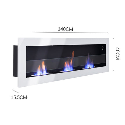 Recessed Wall Mounted Heater Bio Ethanol Fireplace with 3 Stove Flame