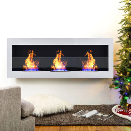 Recessed Wall Mounted Heater Bio Ethanol Fireplace with 3 Stove Flame