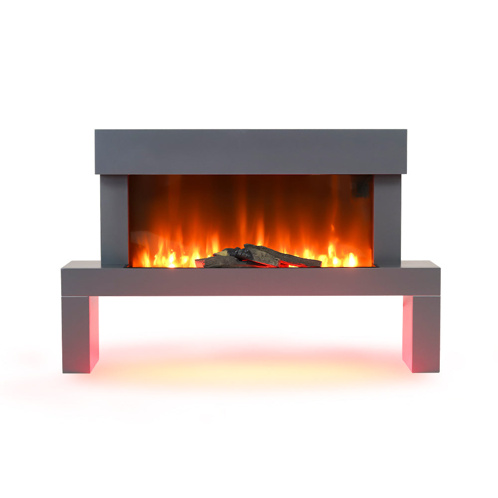 Dark Grey Freestanding Electric Fireplace with Stand