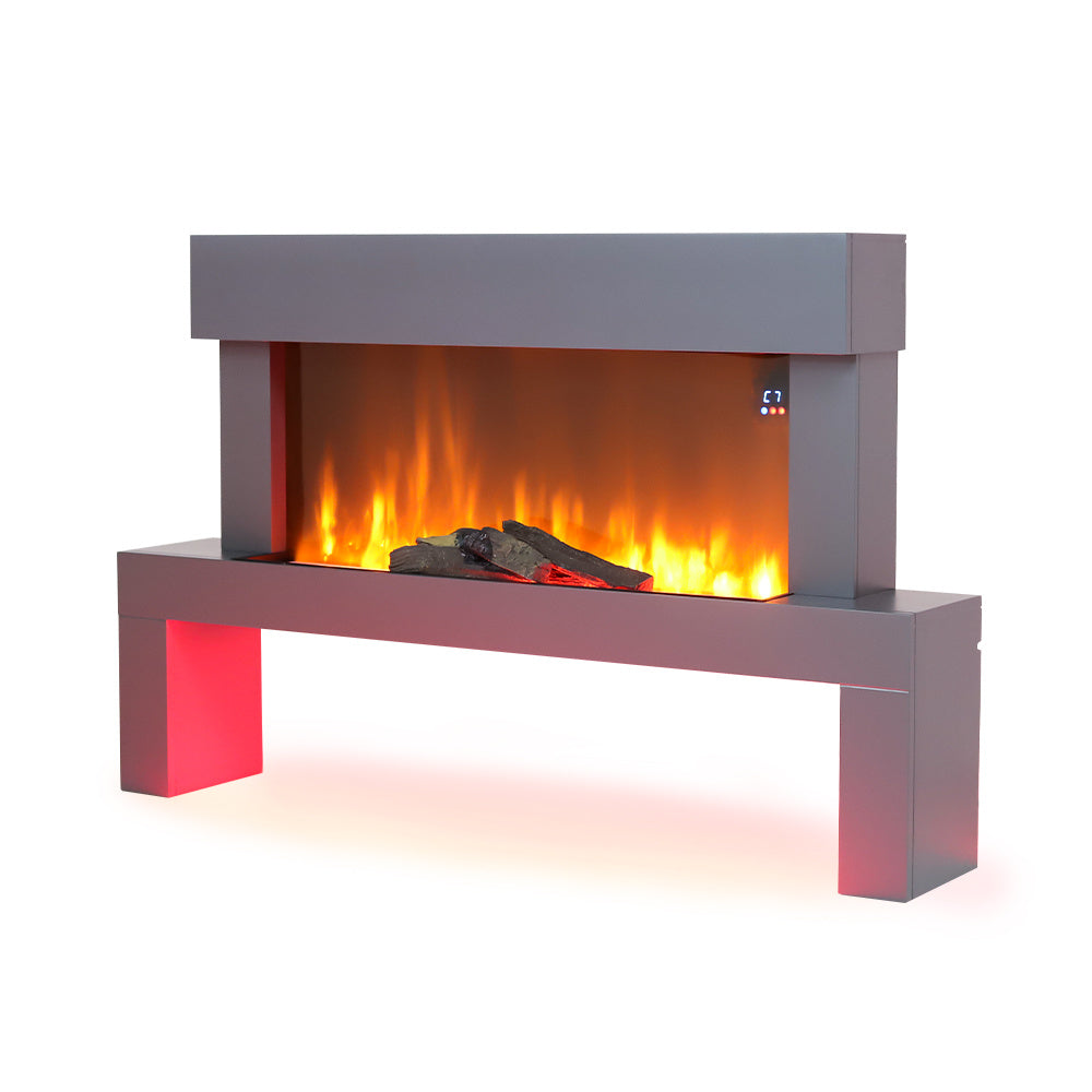 Dark Grey Freestanding Electric Fireplace with Stand