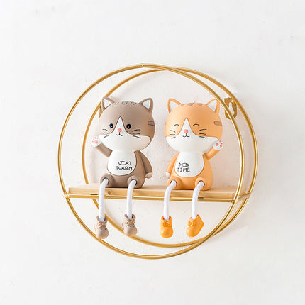 Bathroom Wall Shelf Gold Round Framed Storage Shelf