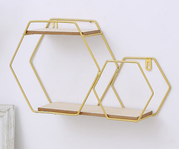 41.5cm 2 Tier Wall Floating Shelf Geometric Frame