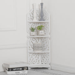 4-Tier Bathroom Corner Rack Storage Units with Hollow Pattern