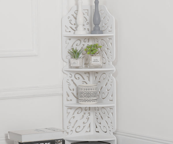 4 Tier Corner Rack Storage Units Hollow Pattern 80cm H