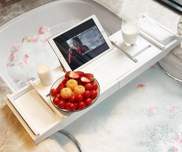 109cm Expandable Bathtub Caddy Bamboo Bath Tray