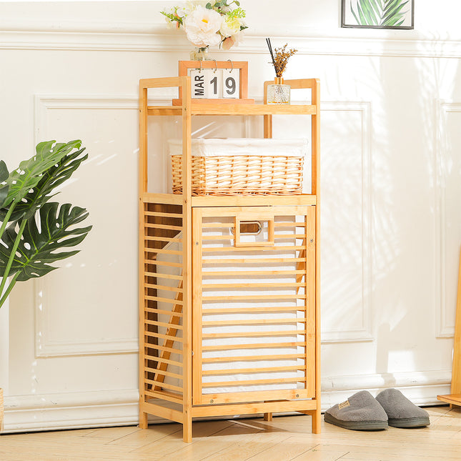 Bamboo Laundry Hamper Basket with Liner Oxford Bag
