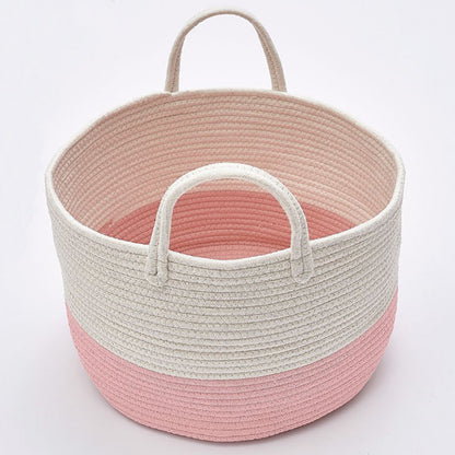 Woven Laundry Basket Kids Toy Storage Clothes Hamper with Pom