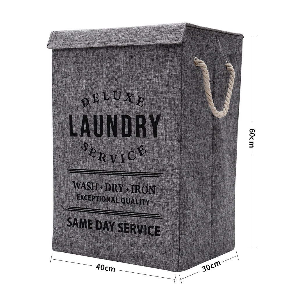 Collapsible Laundry Basket with Rope Handles Grey