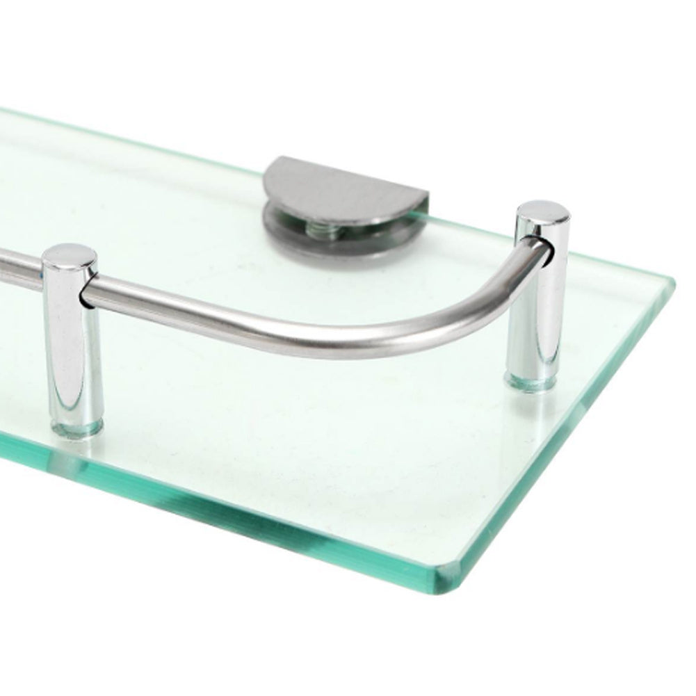 W40cm Bathroom Floating Shelf with Tempered Glass Panel 6MM Thick