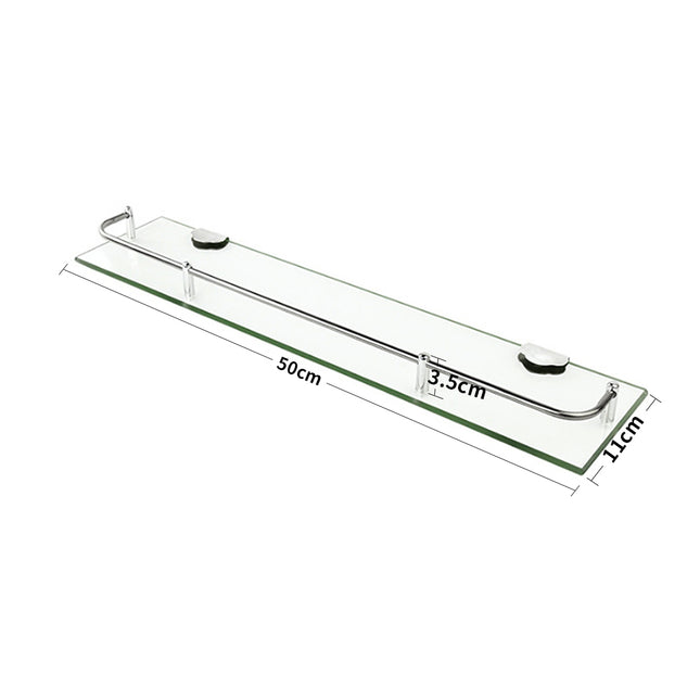 W50cm Bathroom Floating Shelf with Tempered Glass Panel 6MM Thick