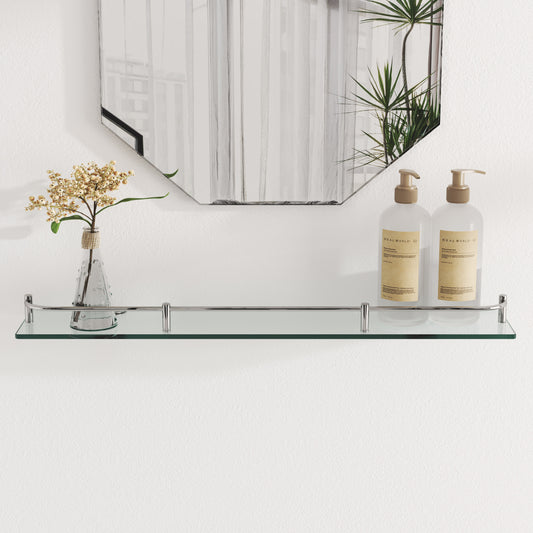 W60cm Bathroom Floating Shelf Tempered Glass Panel 6MM Thick