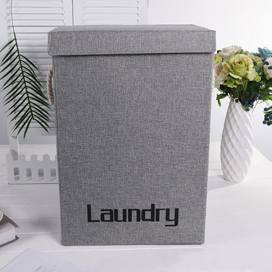 Large Linen Laundry Basket 72L Folding Clothes Hamper with Lid
