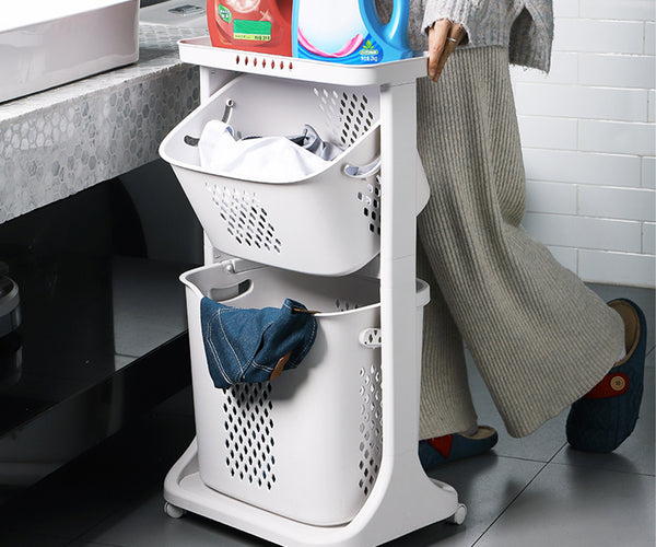 2 3 Tier Storage Trolley Laundry Basket Wheels