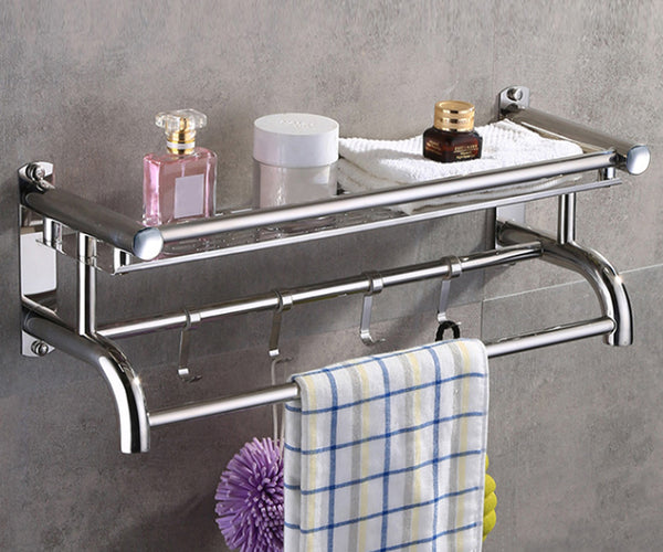 Caddy Shelf Organizer Towel Rail Hooks