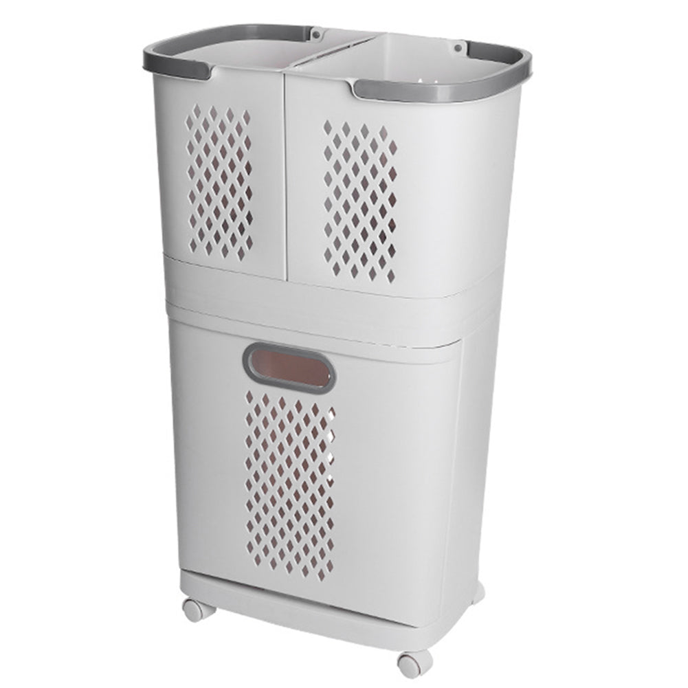 Rolling Laundry Basket Laundry Hamper Sorter with 3 Compartments