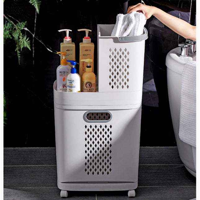 Rolling Laundry Basket Laundry Hamper Sorter with 3 Compartments