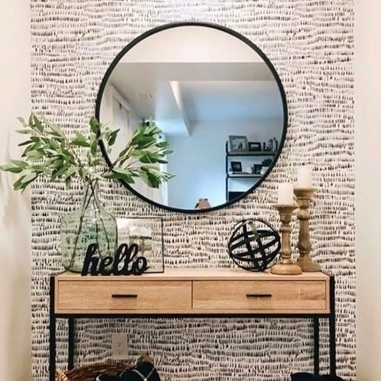 50cm Nordic Round Bathroom Mirror with Black Frame