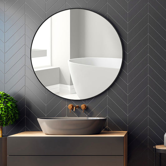 50cm Nordic Round Bathroom Mirror with Black Frame