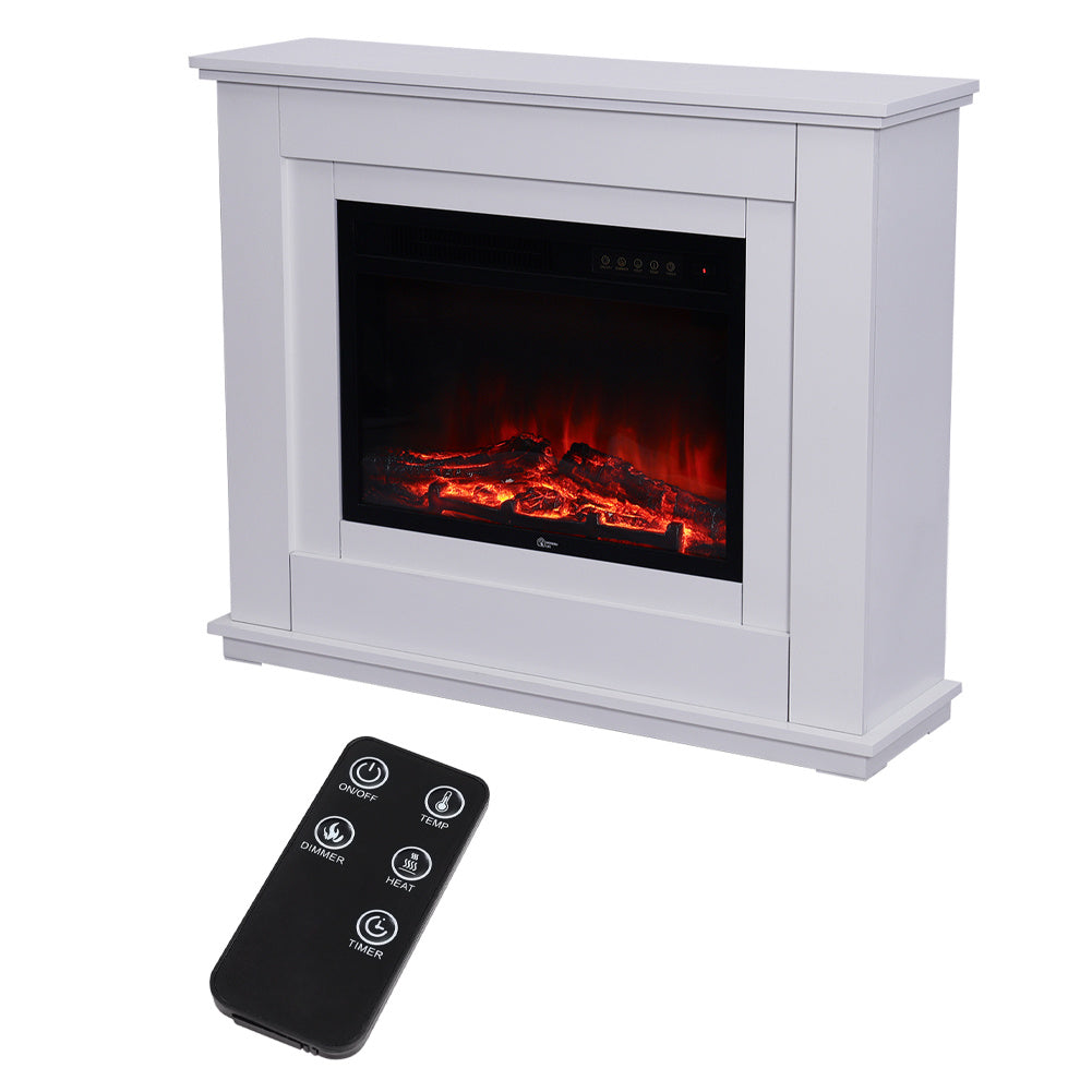 39 Inch Electric Fireplace with White Wooden Mantel