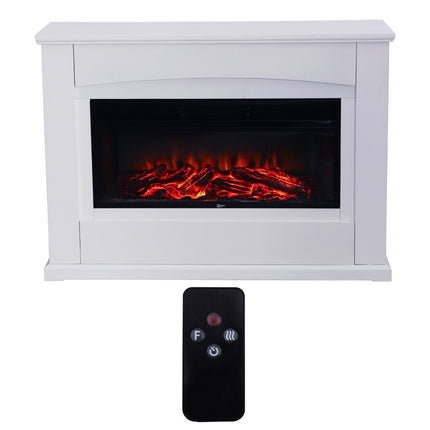 900W/1800W Electric Fireplace with White Wooden Mantel 34 Inch
