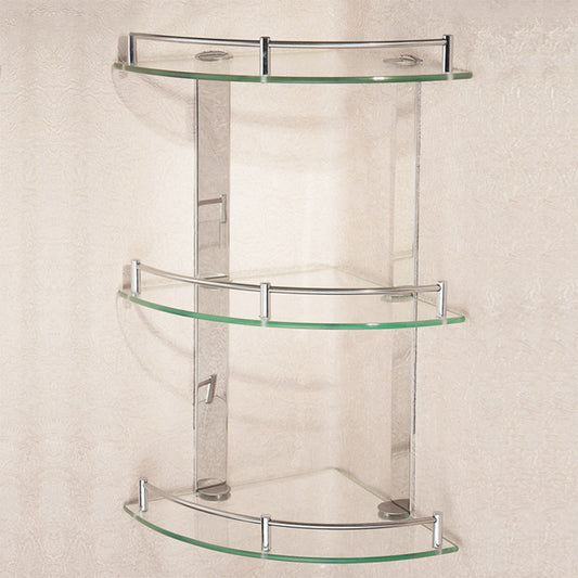 3-Tier Corner Shower Caddy with Tempered Glass 20x20cm