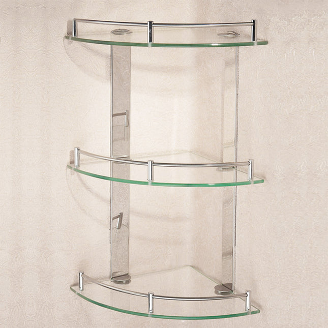 3-Tier Corner Shower Caddy with Tempered Glass 20x20cm